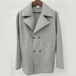 Outlet OUKU Men's Peacoat Trench Coat Daily Vacation Fall & Winter Polyester Thermal Warm Outerwear Clothing Apparel Fashion Classic Plain Pocket Lapel Double Breasted