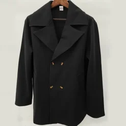 Outlet OUKU Men's Peacoat Trench Coat Daily Vacation Fall & Winter Polyester Thermal Warm Outerwear Clothing Apparel Fashion Classic Plain Pocket Lapel Double Breasted
