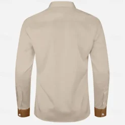 New OUKU Men's Pentagram Western Shirt Cowboy Shirt Long Sleeve Western Sport Spring Fall Turndown Patchwork White Brown Green