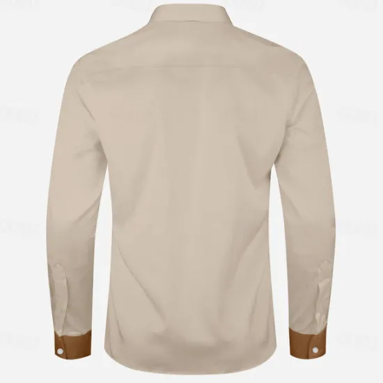 New OUKU Men's Pentagram Western Shirt Cowboy Shirt Long Sleeve Western Sport Spring Fall Turndown Patchwork White Brown Green