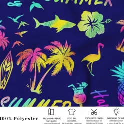 Discount OUKU Men's Pineapple Coconut Tree Fish Swim Trunks Swim Shorts Board Shorts Mid Waist Fashion Designer Surfing Holiday Beach Pocket Drawstring Elastic Waist Designer Clothing Apparel Dark Blue