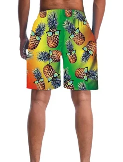 Sale OUKU Men's Pineapple Swim Trunks Swim Shorts Board Shorts Mid Waist 3D Print Hawaiian Casual Holiday Beach Pocket Drawstring Elastic Waist Designer Clothing Apparel