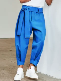Sale OUKU Men's Pink Pants Cropped Pants Harem Pants Casual Pants Pocket Elastic Waist Plain Comfort Breathable Ankle-Length Casual Daily Holiday Stylish Classic Style Black Pink