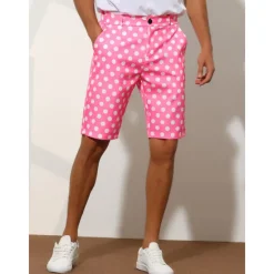Hot OUKU Men's Pink Shorts Shorts Chino Shorts Bermuda shorts Work Shorts Pocket Polka Dot Comfort Breathable Outdoor Daily Going out Fashion Casual Black White