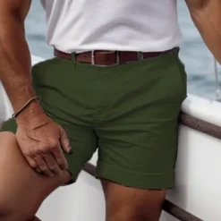 Hot OUKU Men's Pink Shorts Shorts Summer Shorts Casual Shorts Buttons Front Pocket Plain Comfort Breathable Short Casual Daily Holiday Fashion Designer Black White