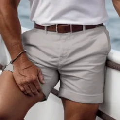 Hot OUKU Men's Pink Shorts Shorts Summer Shorts Casual Shorts Buttons Front Pocket Plain Comfort Breathable Short Casual Daily Holiday Fashion Designer Black White