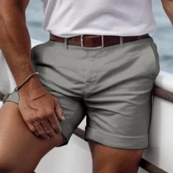 Hot OUKU Men's Pink Shorts Shorts Summer Shorts Casual Shorts Buttons Front Pocket Plain Comfort Breathable Short Casual Daily Holiday Fashion Designer Black White