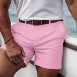 Hot OUKU Men's Pink Shorts Shorts Summer Shorts Casual Shorts Buttons Front Pocket Plain Comfort Breathable Short Casual Daily Holiday Fashion Designer Black White