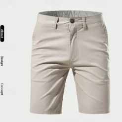 Online OUKU Men's Pink Shorts Summer Shorts Work Shorts Casual Shorts Buttons Pocket Plain Comfort Formal Party Work Fashion Classic Style Pink Khaki