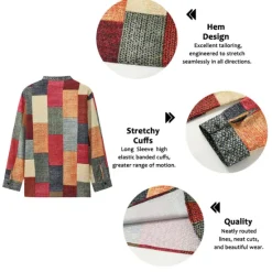 Outlet OUKU Men's Plaid / Check Patchwork Geometric Pattern Shirt Button Up Shirt Long Sleeve Fashion Streetwear Designer Casual Going out Summer Spring Fall Stand Collar Print Khaki+Khaki Black White Yellow