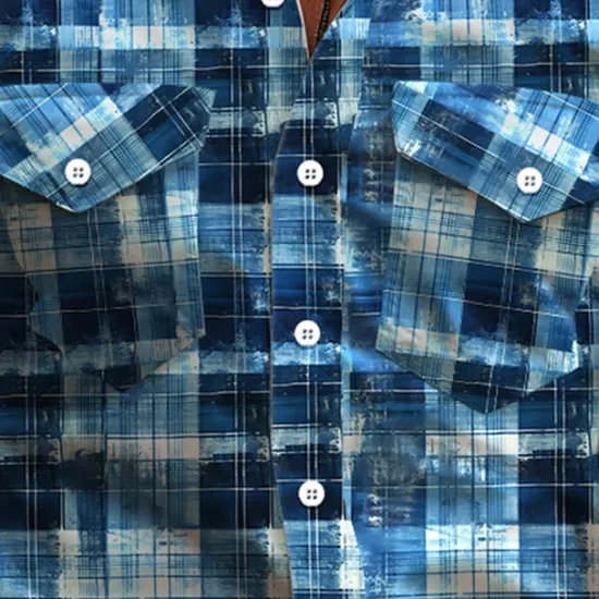 Online OUKU Men's Plaid / Check Western Shirt Cowboy Shirt Long Sleeve Vintage Western Style Daily Wear Going out Weekend Spring & Summer Turndown Pocket Print Button-Down Pink Blue Brown Gray