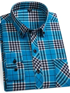 Online OUKU Men's Plaid / Striped / Chevron / Round Office & Career Daily Wear Dark Red Yellow Red Dark Navy Long Sleeve Shirt Collar All Seasons Clothing Apparel Cross