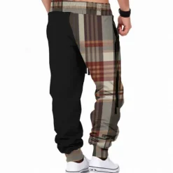 Clearance OUKU Men's Plaid Bear Paw Sweatpants Trousers Mid Waist Drawstring Elastic Waist Active Vintage Casual Outdoor Streetwear with Pockets Spring Fall 3D Print Black Yellow Brown