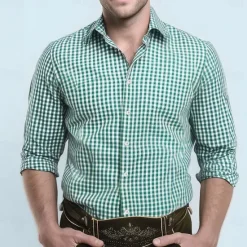 Clearance OUKU Men's Plaid Checkered Traditional Oktoberfest Shirt Button Up Shirt Trachten Shirts Long Sleeve Casual Dailywear Holiday Summer Spring Turndown 3D Print Linen Like Shirt Blue Green