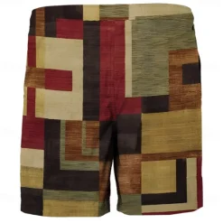 Discount OUKU Men's Plaid Color Block Stripe Swim Trunks Swim Shorts Board Shorts Mid Waist Fashion Streetwear Designer Casual Daily Holiday Pocket Drawstring Elastic Waist Designer Clothing Apparel Khaki