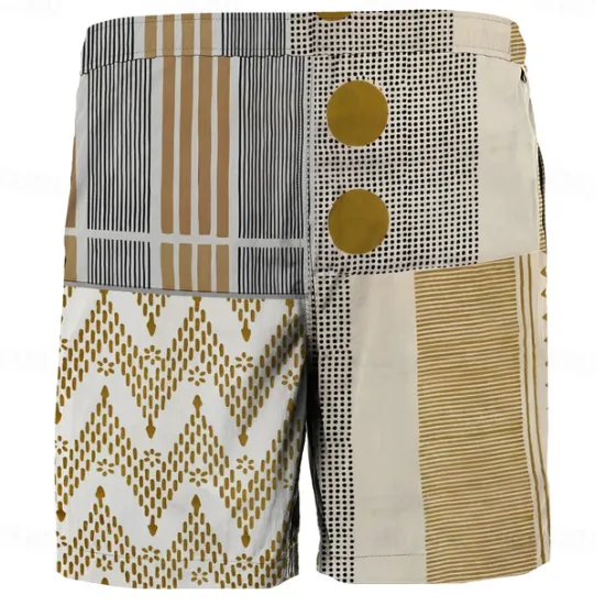 Hot OUKU Men's Plaid Color Block Stripe Swim Shorts Board Shorts Swimming Trunks Mid Waist Fashion Streetwear Designer Casual Daily Holiday Pocket Drawstring Elastic Waist Designer Clothing Apparel Yellow