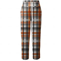 New OUKU Men's Plaid Dress Pants Mid Waist Business Casual Formal Outdoor Dailywear Zipper Pocket Summer Spring Fall 3D Print Orange