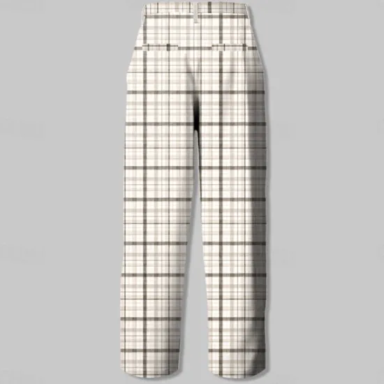 OUKU Men's Plaid Dress Pants Mid Waist Casual Outdoor Home Dailywear Zipper Pocket Straight Leg Trousers Summer Spring Fall 3D Print White