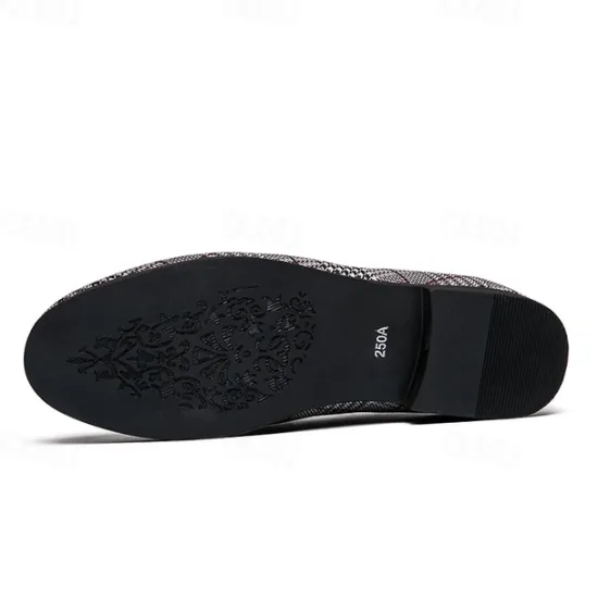 Hot OUKU Men's Plaid Fabric Loafers with Metal Buckle – Stylish Slip-On Shoes for Business, Weddings, and Smart-Casual Outfits