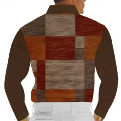 New OUKU Men's Plaid Golf Shirt Long Sleeve Polo Shirts Collared Shirts Vintage Casual Vacation Wear Formal Wear Festival Wear Buttons 3D Print Spring Fall Winter Brown