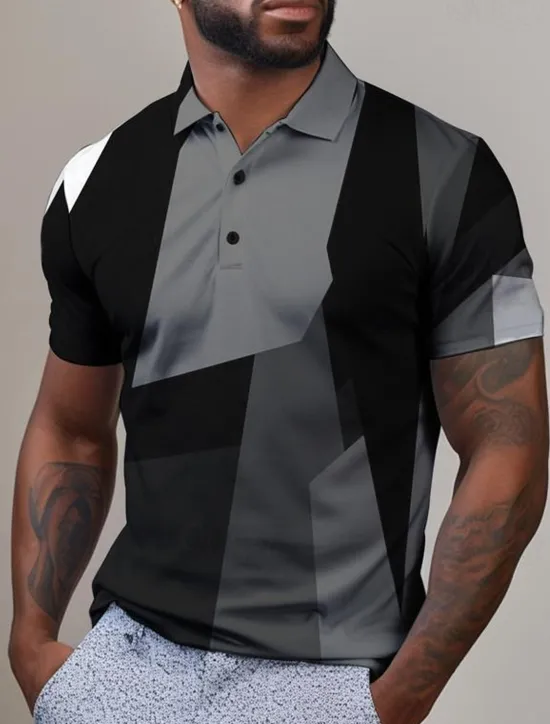 Hot OUKU Men's Plaid Golf Shirt Short Sleeve Polo Shirts Collared Shirts Vintage Casual Vacation Wear Formal Wear Festival Wear Buttons 3D Print Summer Red Blue Purple