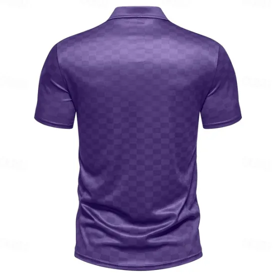Sale OUKU Men's Plaid Polo Short Sleeve Polo Shirts Collared Shirts Business Casual School Outdoor Daily Wear 3D Print Summer Blue Dark Green Purple