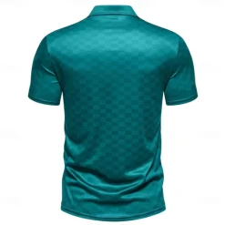 Sale OUKU Men's Plaid Polo Short Sleeve Polo Shirts Collared Shirts Business Casual School Outdoor Daily Wear 3D Print Summer Blue Dark Green Purple