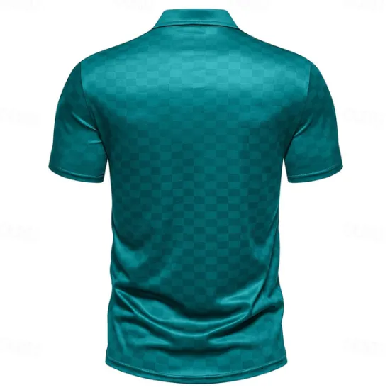 Sale OUKU Men's Plaid Polo Short Sleeve Polo Shirts Collared Shirts Business Casual School Outdoor Daily Wear 3D Print Summer Blue Dark Green Purple