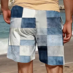 OUKU Men's Plaid Swim Shorts Board Shorts Swimming Trunks Mid Waist Vacation Hawaiian Holiday Vacation Holiday Beach Drawstring with Mesh lining Elastic Waist Designer Clothing Apparel