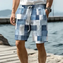 Sale OUKU Men's Plaid Swim Trunks Swim Shorts Board Shorts Mid Waist Vacation Hawaiian Holiday Vacation Holiday Beach Drawstring with Mesh lining Elastic Waist Designer Clothing Apparel