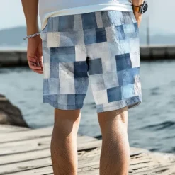 Sale OUKU Men's Plaid Swim Trunks Swim Shorts Board Shorts Mid Waist Vacation Hawaiian Holiday Vacation Holiday Beach Drawstring with Mesh lining Elastic Waist Designer Clothing Apparel