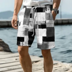 Sale OUKU Men's Plaid Swim Trunks Swim Shorts Board Shorts Mid Waist Vacation Hawaiian Holiday Vacation Holiday Beach Drawstring with Mesh lining Elastic Waist Designer Clothing Apparel