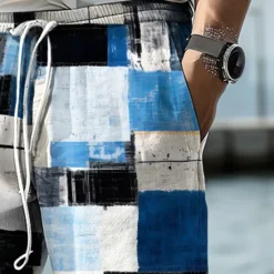 Sale OUKU Men's Plaid Swim Trunks Swim Shorts Board Shorts Mid Waist Vacation Hawaiian Holiday Vacation Holiday Beach Drawstring with Mesh lining Elastic Waist Designer Clothing Apparel
