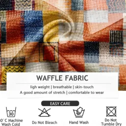 Sale OUKU Men's Plaid Waffle Polo Shirts Golf Shirt Long Sleeve Polo Shirts Collared Shirts Vintage Casual Vacation Wear Formal Wear Festival Wear Buttons 3D Print Spring Fall Winter Orange