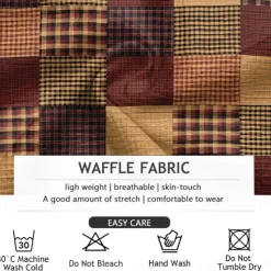 Clearance OUKU Men's Plaid Waffle Polo Shirts Long Sleeve Polo Shirts Collar Vintage Casual Vacation Party Evening Wear Dailywear Buttons 3D Print Spring Fall Winter Brown