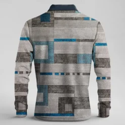 New OUKU Men's Plaid Waffle Polo Shirts Golf Shirt Long Sleeve Polo Shirts Collared Shirts Vintage Casual Vacation Wear Formal Wear Festival Wear Buttons 3D Print Spring Fall Winter Gray
