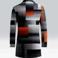 New OUKU Men's Plaid Winter Coat Fleece Jacket Overcoat Thermal Comfortable Casual Outdoor clothing Daily Wear Streetwear Buttons 3D Print Front Pocket Winter Turndown Long Sleeve Black