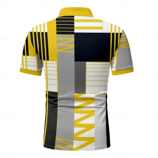 Clearance OUKU Men's Plaid Zip Polo Shirts Golf Shirt Short Sleeve Polo Shirts Collared Shirts Vintage Casual Vacation Wear Formal Wear Festival Wear 3D Print Quarter Zip Polo Summer Yellow+Orange Yellow