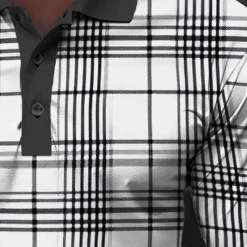 OUKU Men's Plaid Zip Polo Shirts Golf Shirt Long Sleeve Polo Shirts Collared Shirts Casual Vacation Wear Formal Wear Festival Wear 3D Print Quarter Zip Polo Spring & Summer White Green Khaki