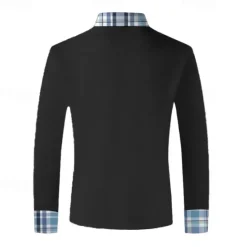 Outlet OUKU Men's Plaid Zip Polo Shirts Golf Shirt Long Sleeve Polo Shirts Collared Shirts WorkWear Formal Wear Festival Wear 3D Print Quarter Zip Polo Fall & Winter Black White Blue