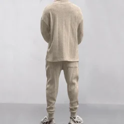 OUKU Men's Plain Basic Sweatshirts Sweatshirt Tracksuit Sweatsuit Long Sleeve Sweatshirt V Neck Streetwear Basic Casual Sports & Outdoor Daily Holiday 2 Piece Fall & Winter