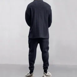 OUKU Men's Plain Basic Sweatshirts Sweatshirt Tracksuit Sweatsuit Long Sleeve Sweatshirt V Neck Streetwear Basic Casual Sports & Outdoor Daily Holiday 2 Piece Fall & Winter