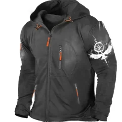 Outlet OUKU Men's Plain Eagle Long Sleeve Sweatshirts Hooded Streetwear Casual Sports & Outdoor Daily Spring & Fall Black Light Grey Dark Gray Clothing Apparel Designer S M L XL 2XL 3XL