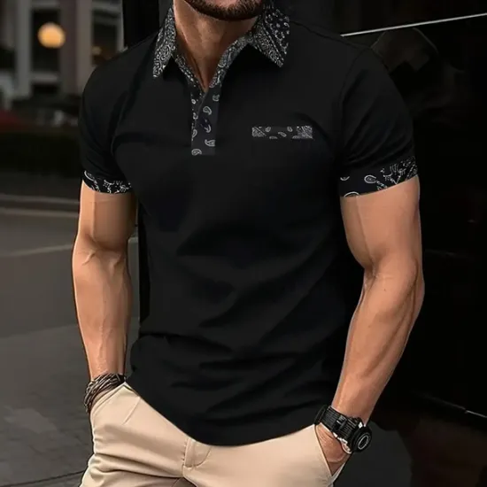 Discount OUKU Men's Plain Golf Shirt Short Sleeve Polo Shirts Lapel Casual Business Casual Business Athleisure Pocket Buttons Summer Dark Brown Black Dark Green