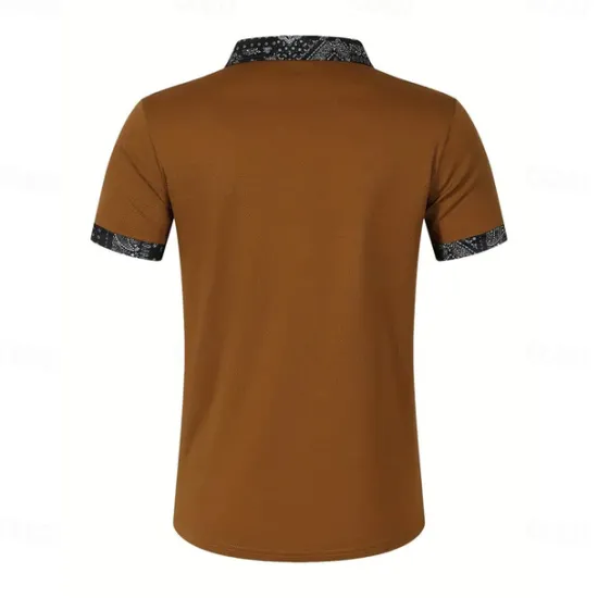 Discount OUKU Men's Plain Golf Shirt Short Sleeve Polo Shirts Lapel Casual Business Casual Business Athleisure Pocket Buttons Summer Dark Brown Black Dark Green