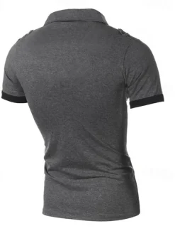 Best OUKU Men's Plain Polo Golf Shirt Short Sleeve Lapel Fashion Casual Outdoor Sport Daily Buttons Summer Wine Black White