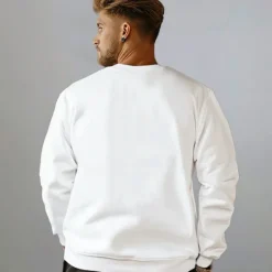 OUKU Men's Plain Sweatshirt Long Sleeve Sweatshirt Crew Neck Basic Athletic non-printing Casual Daily Sports Fall Winter White
