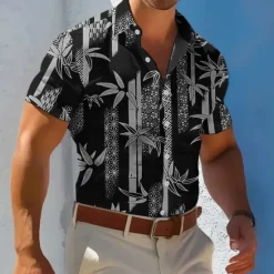 Sale OUKU Men's Plants Florals Casual Shirt Summer Hawaiian Shirt Aloha Shirt Short Sleeve Hawaiian Resort Vacation Casual Summer Spring Turndown Button Up Black Blue Brown Green
