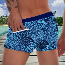 Discount OUKU Men's Plants Tropical Plants Swimming Trunks Board Shorts Swim Shorts Mid Waist Fashion Hawaiian Designer Surfing Holiday Beach Pocket Drawstring Elastic Waist Designer Clothing Apparel