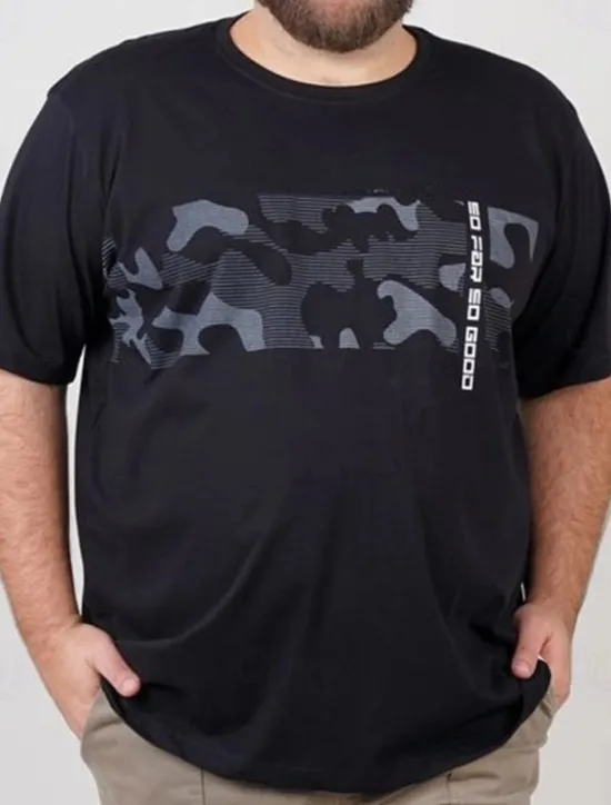 OUKU Men's Plus Size Big Tall T shirt Tee Tee Crewneck Black White Navy Blue Short Sleeves Outdoor Going out Print Letter Camo / Camouflage Clothing Apparel Cotton Blend Streetwear Stylish Casual